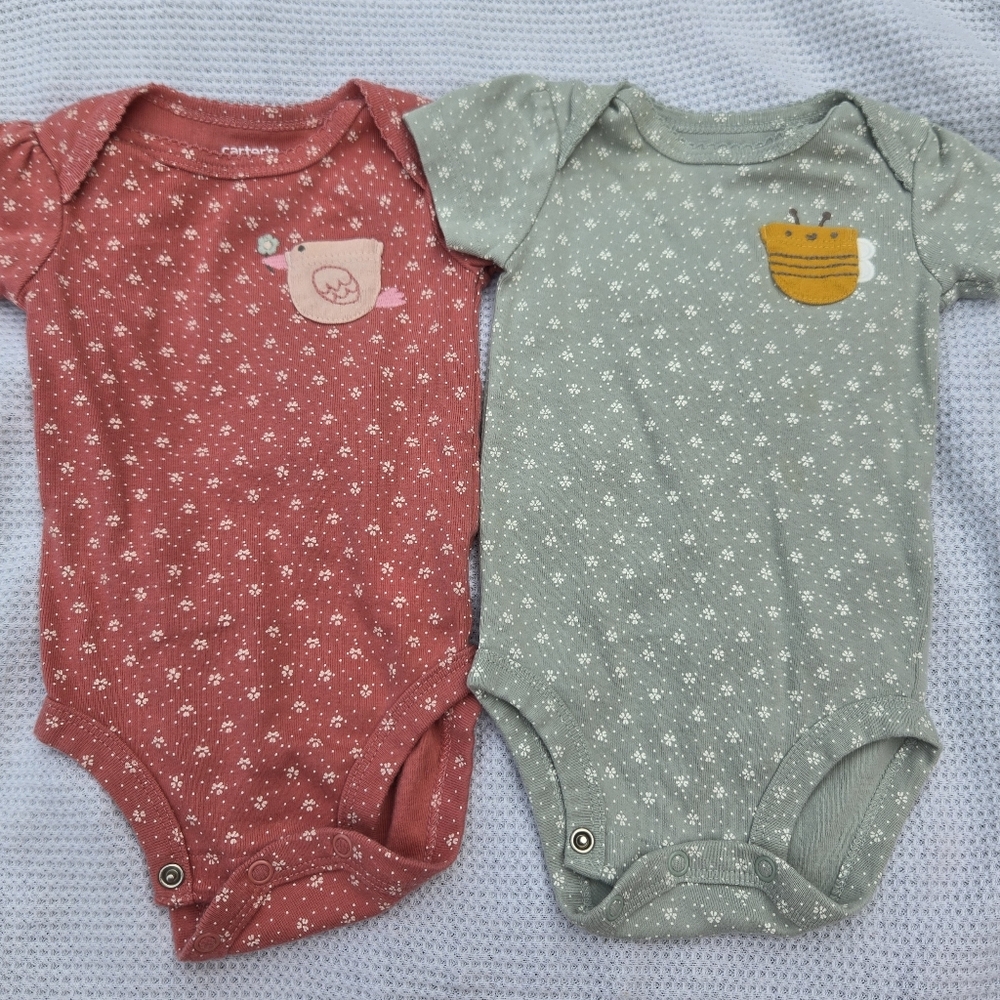 Carter's Pink and Green Baby Onesies Set